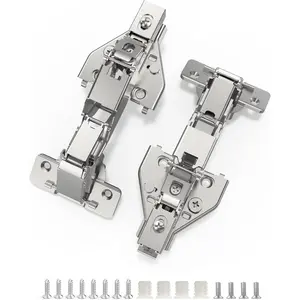 2 Pack 165 Degree Soft Close Corner Hinges, Lazy Susan Cabinets, Face Frame, Clip On for Easy Installation, Hidden Face, 3D Concealed Slow Self Closing for Folden Cupboard