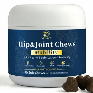 VENAVE Hip & Joint Chews for Dogs, Daily Mobility Support with Glucosamine, MSM, Chondroitin & Green Lipped Mussel, 90 Soft Chews