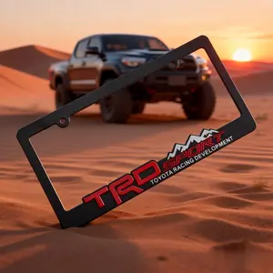 2 PC Black ABS License Plate Frames – Heavy-Duty Off-Road Racing Style for Toyota Tacoma, Tundra, 4Runner, RAV4 & Highlander| Matte Finish, No Logos or Decals| Aggressive OEM+ Upgrade for Daily Drivers & Off-Road Enthusiasts