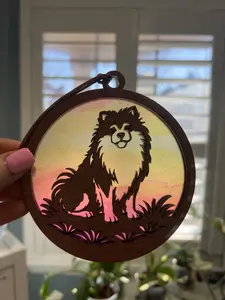 Pomeranian Suncatcher for Sunny Window