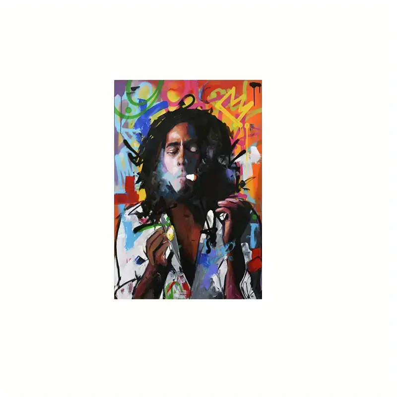 Modern Graffiti Music Singer Portrait Canvas Art Poster, Frameless Wall Decor for Living Room, Bedroom, Office - Ink on Canvas, Printed Wall Art