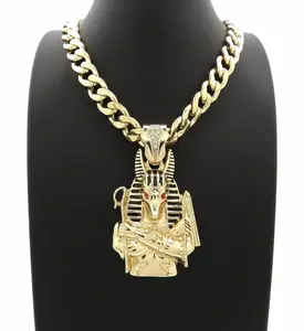Egyptian God Anubis Pendant & 10mm 16" 18" 20" 24" 30" Cuban Chain Gold Silver Plated Hip Hop Necklace Jewelry