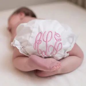 White Bloomer - Girls Diaper Cover and Panty with Eyelet Trim