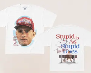 Forrest Gump Graphic T-Shirt, Stupid Is As Stupid Does Movie Tee, Vintage Double Sided Film Shirt, Gildan 5000 Heavy Cotton Tee
