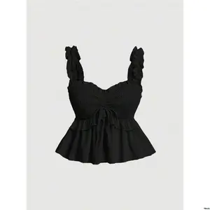 tiktokMODWomen sSummerCasualRuffleTrimHemCamisoleTop