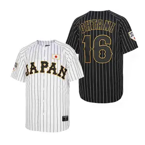 Baseball jersey Japan 16 OHTANI Sewing embroidery cheap High-quality Outdoor sportswear WHITE Black stripe SAMURAI outdoor rugby jersey casual daily wear athletic