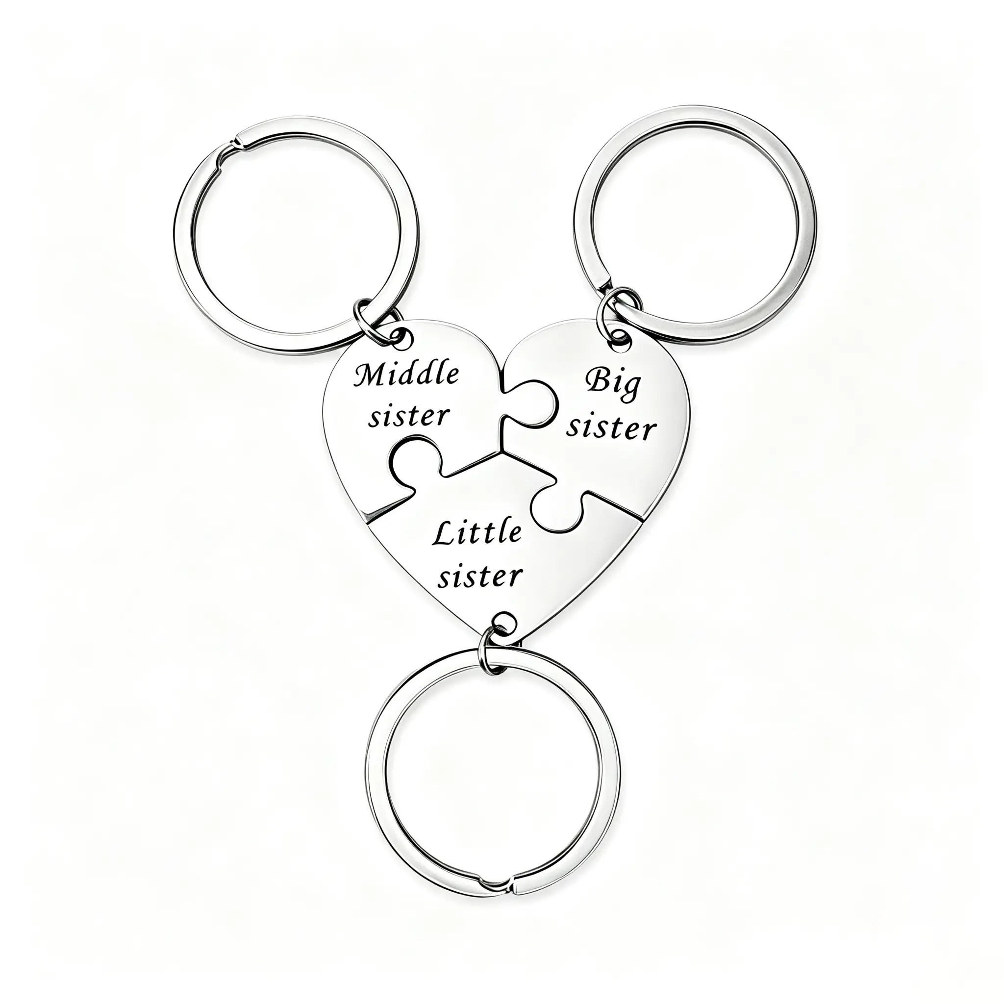 Sister Keychains for 3 Sisters Gifts Big Sis Mid Sis Lil Sis Matching Heart Keychain Set Sister Jewelry Gifts