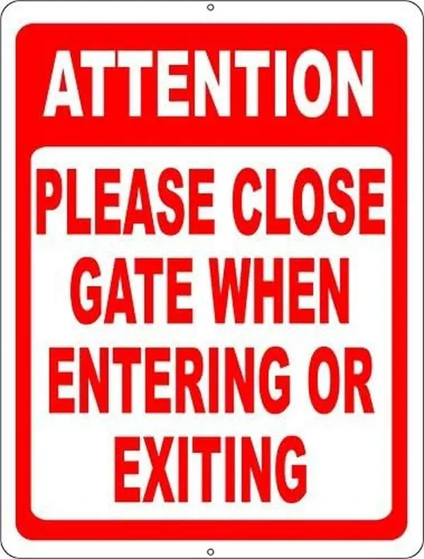 Attention Please Close Gate When Entering & Exiting Sign 8x12 inch Metal Help Keep Yards Secure by Closing Gates Minimalist Decorative