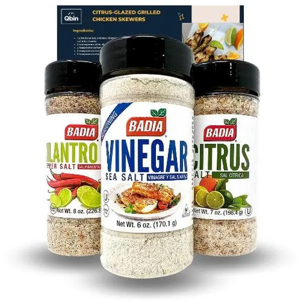 BADIA Cilantro-Lime Citrus Salts Bundle with Vinegar - Aromatic Seasonings Flavor Enhancer for Seafood, Grilling, Marinating
