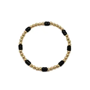 The Heishi Black Stone & 14k Gold filled Waterproof Bracelet
