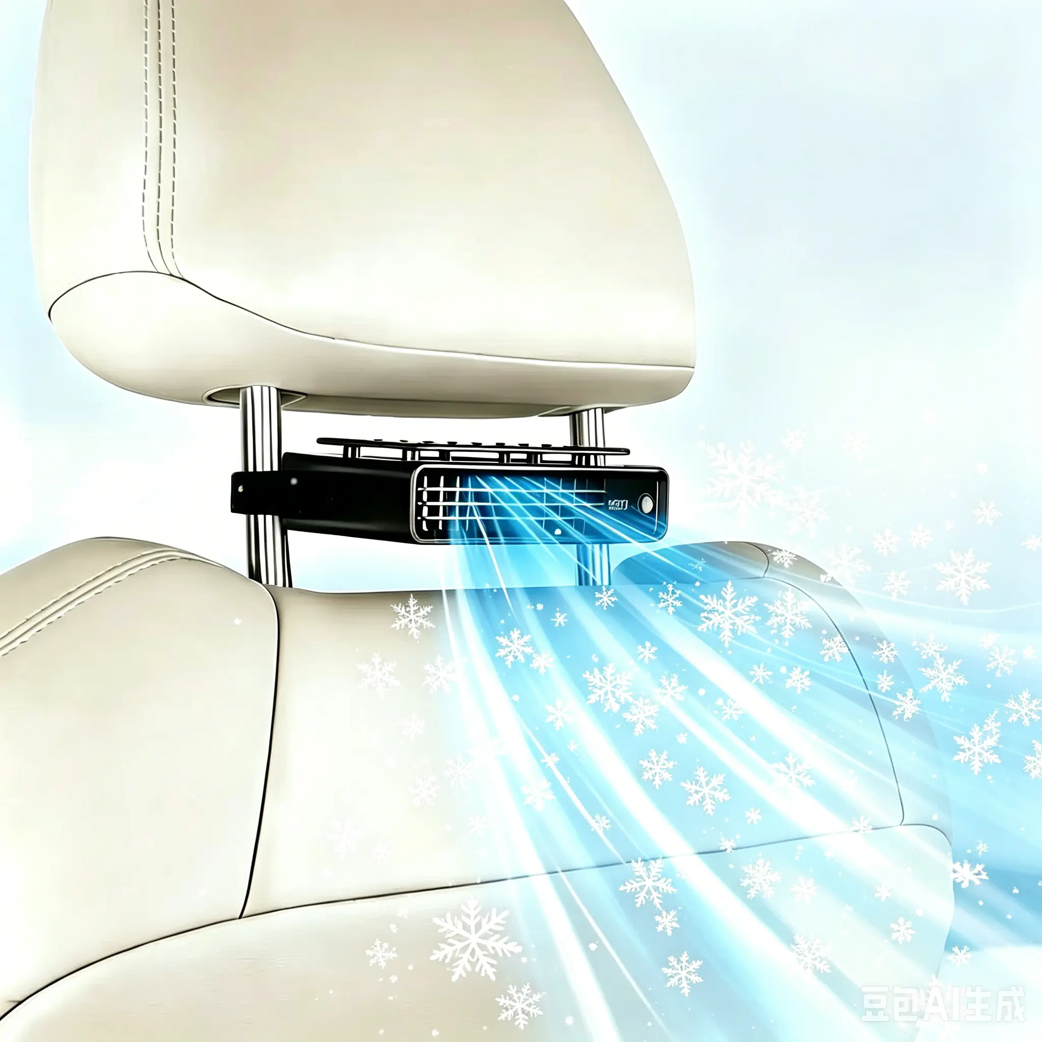 【Summer Survivals】JOYTUTUS Car Seat Fan USB-Plug-in Dual Turbo High Wind Power Car Interior Rear Pillow Car Fan with Independent Switch & Adjustable Air Outlet for Personalized Comfort-summerwins