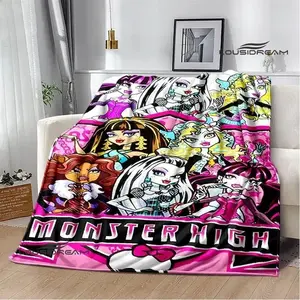 Monster High Cartoon Blanket Ultra Soft Flannel Cozy Warm Bedroom Couch Sofa Picnic Travel Throw Bed Lining Decor Birthday Gift Christmas Gift for Fans Kids Teens Girls Men Women Draculaura Frankie Creepy Cute Style