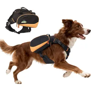 Adjustable Lightweight Dog Backpack Harness for Medium-Sized Dogs, Waterproof with Built-in Poop Bag Dispenser, Suitable for Hiking Puppy Training Daily Walks, M
