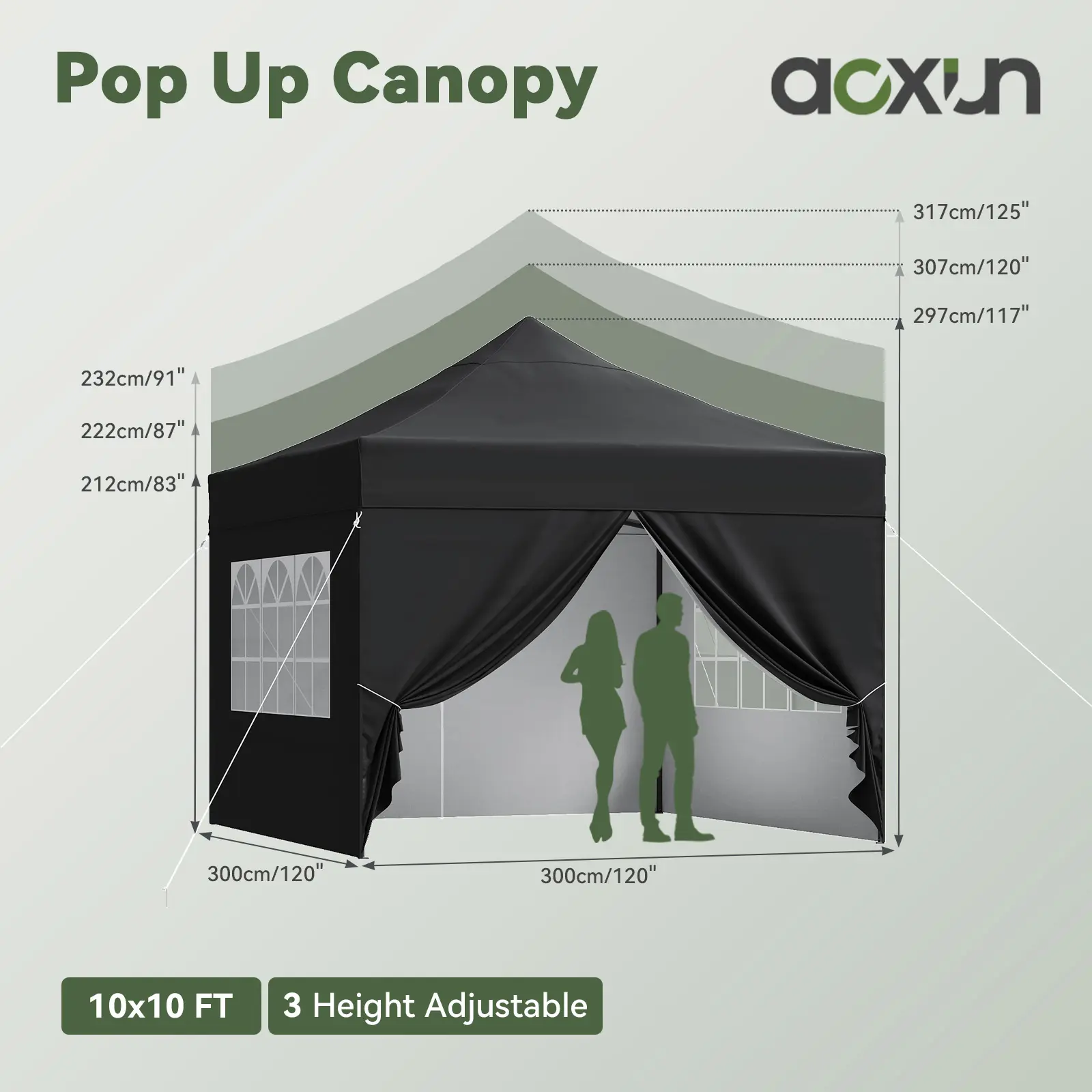10x10 FT  Black‑With Sidewalls