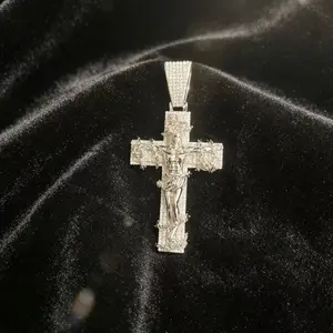M2-8021 Iced Out Moiss Jesus Cross Pendant - Ultimate Streetwear Statement for Hip-Hop Enthusiasts - Glamorous Design & Unique Fashion Accessory summerwins