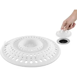 Self-Sealing Hair Catcher for Multiple Drain Sizes, White (1 Pack)