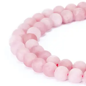 Rose Quartz Matte Round Beads 6mm 8mm 15.5" Strand