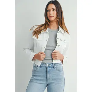 Just Black - Fitted Clean Denim Jacket With Delicate Fray Hem Detail 369 - White