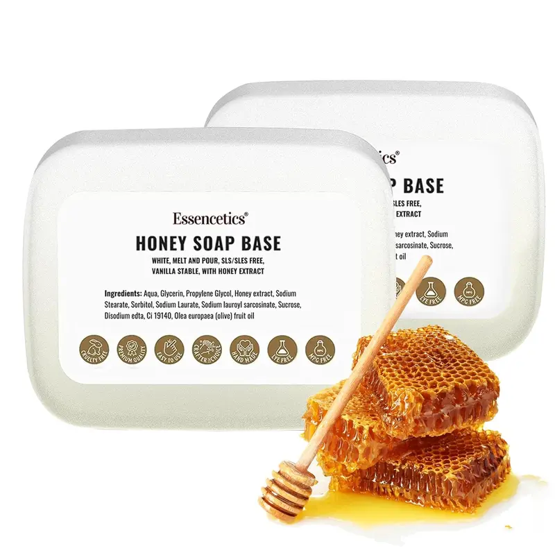 Essencetics Honey Soap Base Melt and Pour 5 lb – SLS Free – Organic Melt and Pour Soap Base for Soaps Making - Made from Natural Glycerin