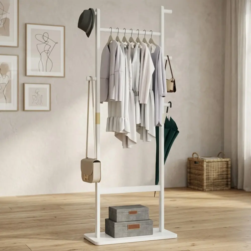 Littleox Coat Racks solid wood hanger 23.6* 11*71 in Solid environmental protection easy to assemble beautiful can be placed in the bedroom/entrance/living room (white)
