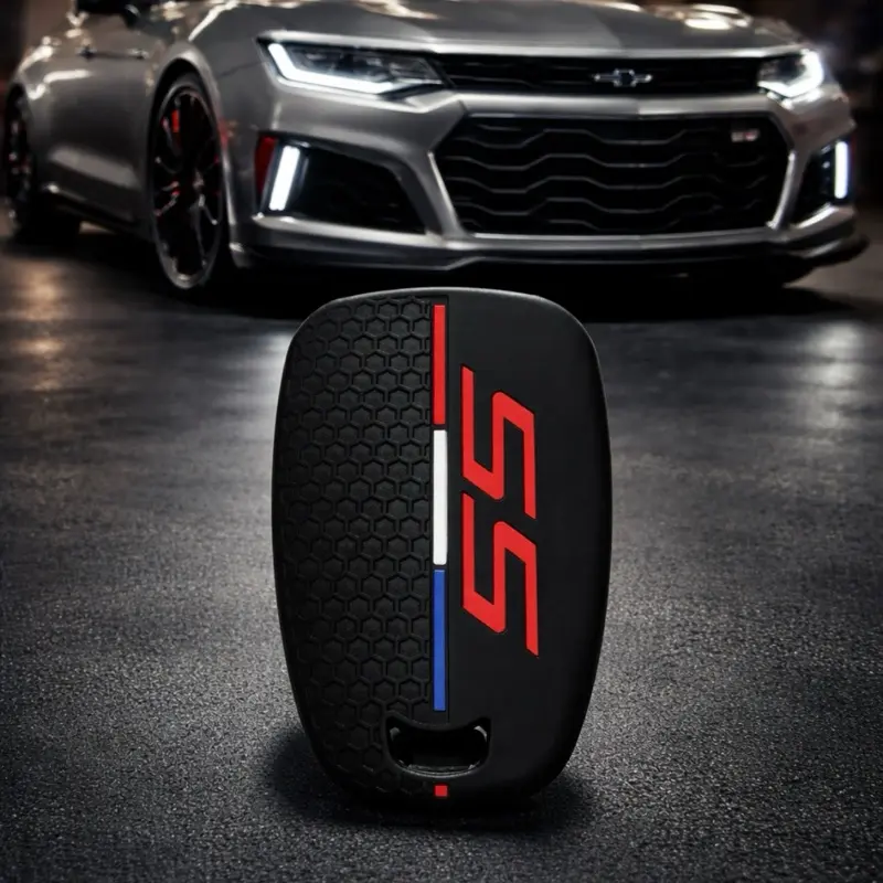Silicone Car Remote Key Cover Case for Chevrolet Camaro SS and RS 2016-2024 Keychain Holder Key Accessories Auto
