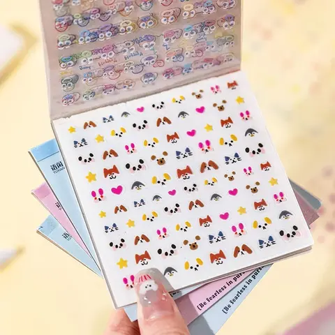 Mini Cute Plastic Auto-Adhesive Sticker Set (2 Books, 3200pcs, 80x80mm Pages) - Office Stationery for Computers & Office Equipment, Tough-Cuteness Labels with Giant Potential to Survive Everything, Apply Anywhere
