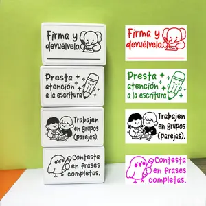 Encouragement Stamp Set for Classroom Feedback, Spanish Writing Aid, Parent Signature Stamps, Fun Designs, Efficient Class Annotation Tools