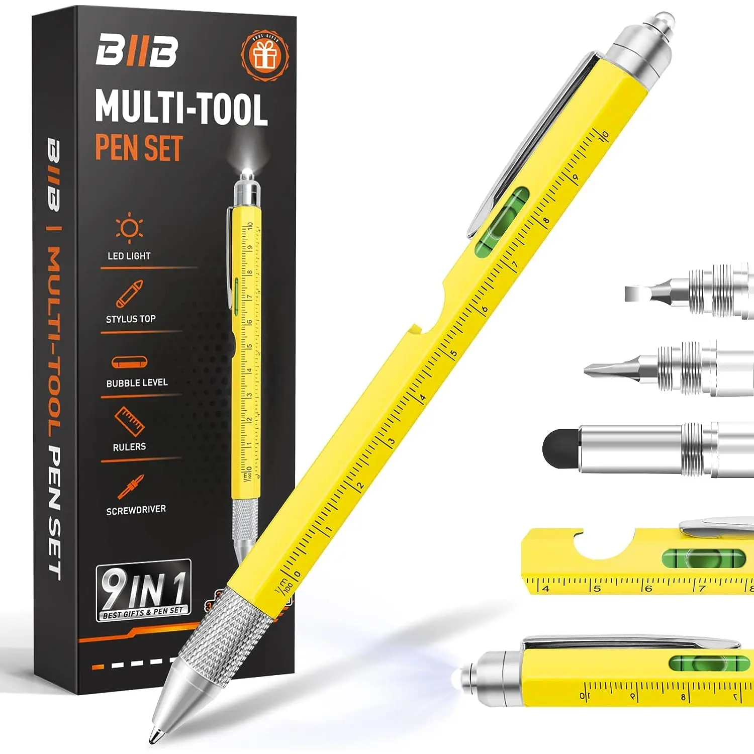 BIIB Stocking Stuffers for Adults Men, Gifts for Men, 9 in 1 Multitool Pen Mens Gifts for Christmas, Stocking Stuffers for Him, Gifts for Dad Him, White Elephant Gifts for Adults, Cool Gadgets for Men BIIB