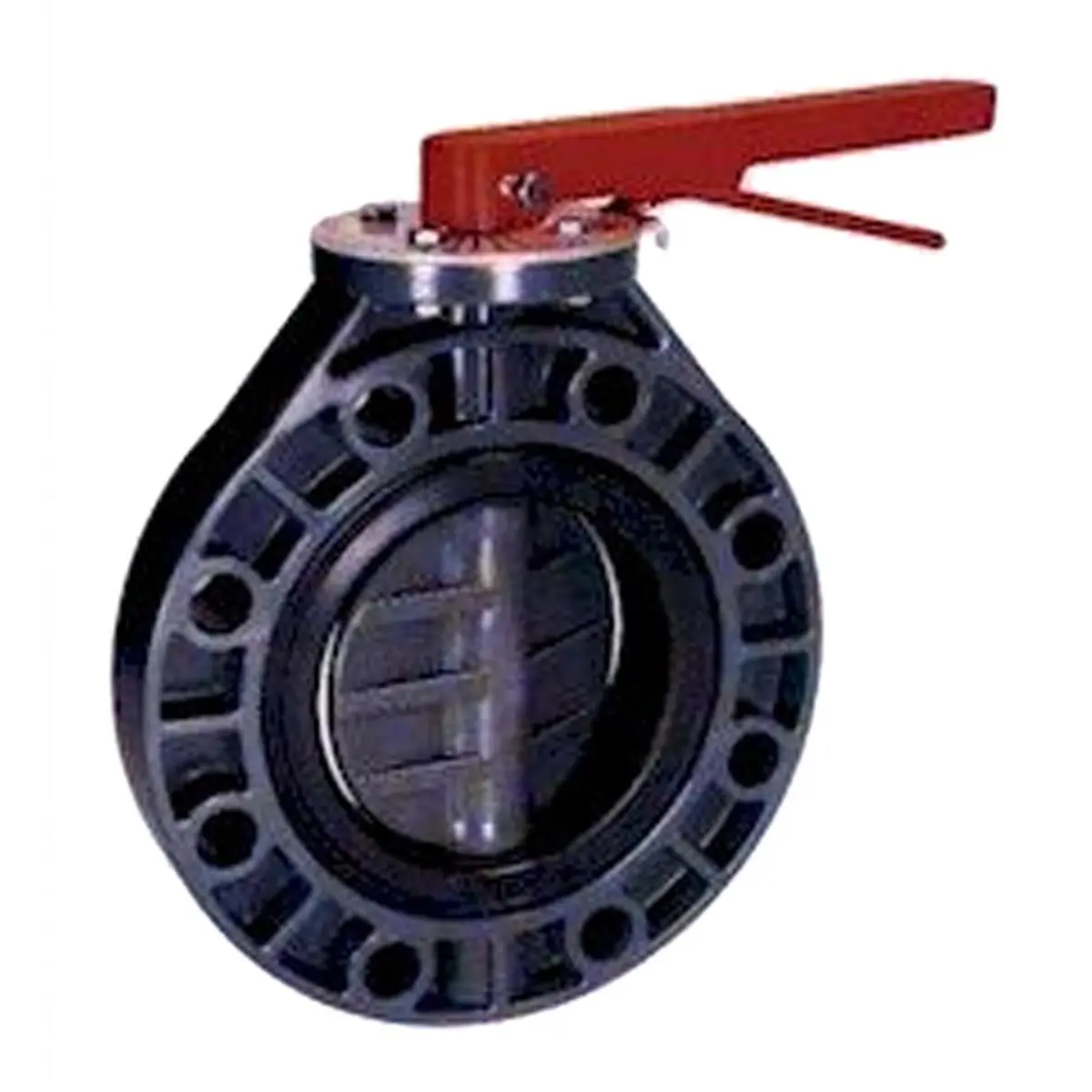 Thermoplastic Valves  6 in. TVI Universal Style Butterfly Valve PVC, PP & EPDM with Handle