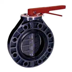 Thermoplastic Valves  6 in. TVI Universal Style Butterfly Valve PVC, PP & EPDM with Handle