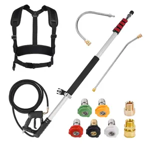 【fathersdaygift】M MINGLE Telescoping Pressure Washer Wand, 20 Feet Aluminum High Power Washer Telescopic Spray Wand with 2 Extension Wands, 5 Spray Nozzle Tips, 2 Couplers and Support Belt, 4000 PSI