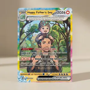 Personalized Pokemon Card From Photo Custom Father's Day Hologram Card, Couple Keepsake Unique Father's Day Birthday Anniversary Gift for Him