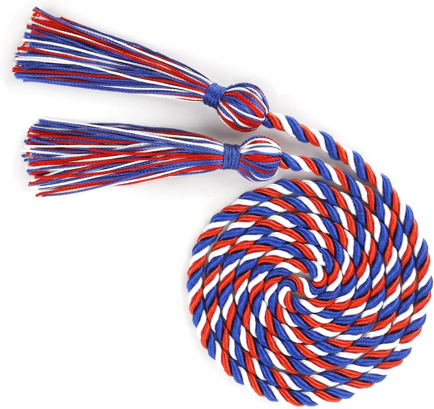 Graduation Cords, Cords for Graduation 2026, Red Blue and White Graduation Honor Cord 68 Inch Rayon Braided Cord, Honor Ropes with Tassels for 2026 Graduation Decorations for Students Master Doctoral