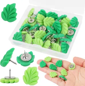 30 Pcs Leaves Push Pins, Resin Leaf Push Pin Decorative Plants Thumb Tacks Cork Board Thumbtacks for Bulletin Board Photos Wall Pins Office Supplies