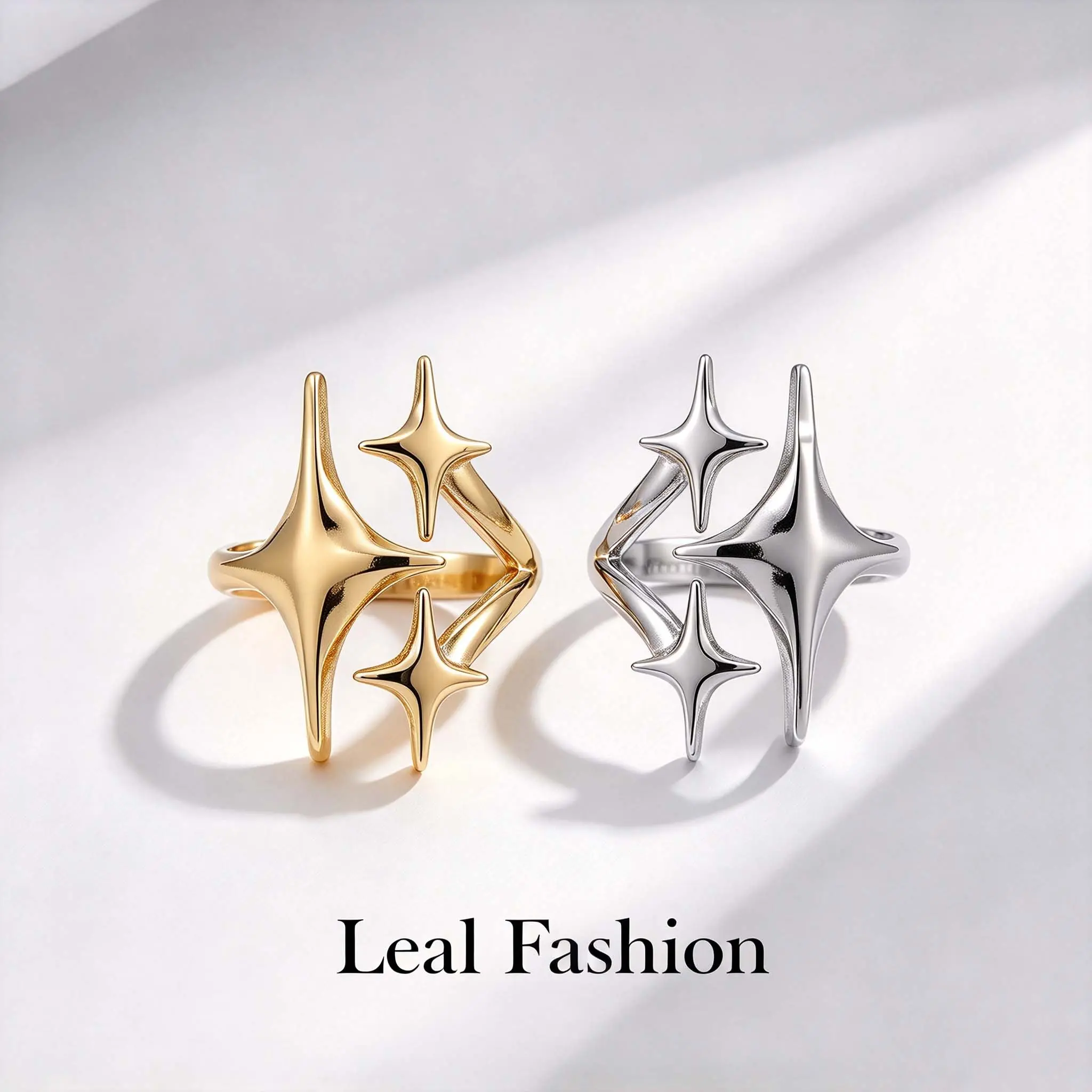 Star stainless steel ring four-pointed star ring opening adjustable ladies daily wear gift