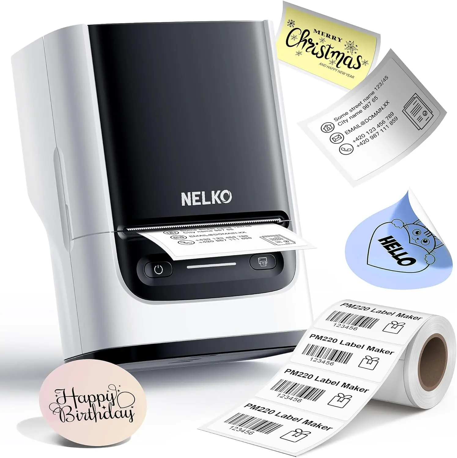 PM220 Label Maker Machine with Tape, Bluethooth Sticker Printer, Portable Thermal Printer for Small Business, Address