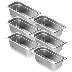 VEVOR 6 Pack Hotel Pans,  1/3 Size Anti-Jam Steam Pan, 0.8mm Thick Stainless Steel Restaurant Steam Table Pan, 4-Inch Deep Commercial Table Pan, Catering Storage Food Pan, for Industrial & Scientific