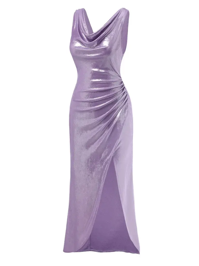 RETRO STAGE Women's 1960s Lavender Pearlescent Minimalist Cowl Neck Sleeveless Mermaid Gown - Glamorous Formal Spandex Dresses with High Slit, Vintage Wedding Guest Attire, Glamorous Formal Dresses - TikTok Shop RETRO STAGE Women's 1960s Lavender Pearlescent Minimalist Cowl Neck Sleeveless Mermaid Gown - Glamorous Formal Spandex Dresses with High Slit, Vintage Wedding Guest Attire, Glamorous Formal Dresses - TikTok Shop