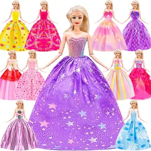 8-Piece Set 11.5-Inch American Doll Fashion Dresses, Doll Clothes Set, Stylish Party for Girls, Doll Clothing Accessories for Birthdays & Christmas