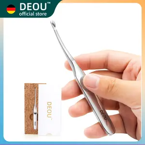 DEOU V-Shaped Cuticle Pusher with Thick Stainless Steel Handle for No-Dead-Corner Dead Skin Removal Nail Art Design Nail Care Tool Manicure Supplies Pedicure Tools
