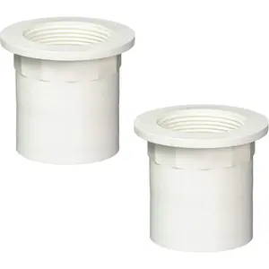 442P-2 1-1/2" NPMS Thread x 2-1/2" Straight Tub Drain Adapter with Slip Inlet, Sch 40 PVC White (2-Pack)