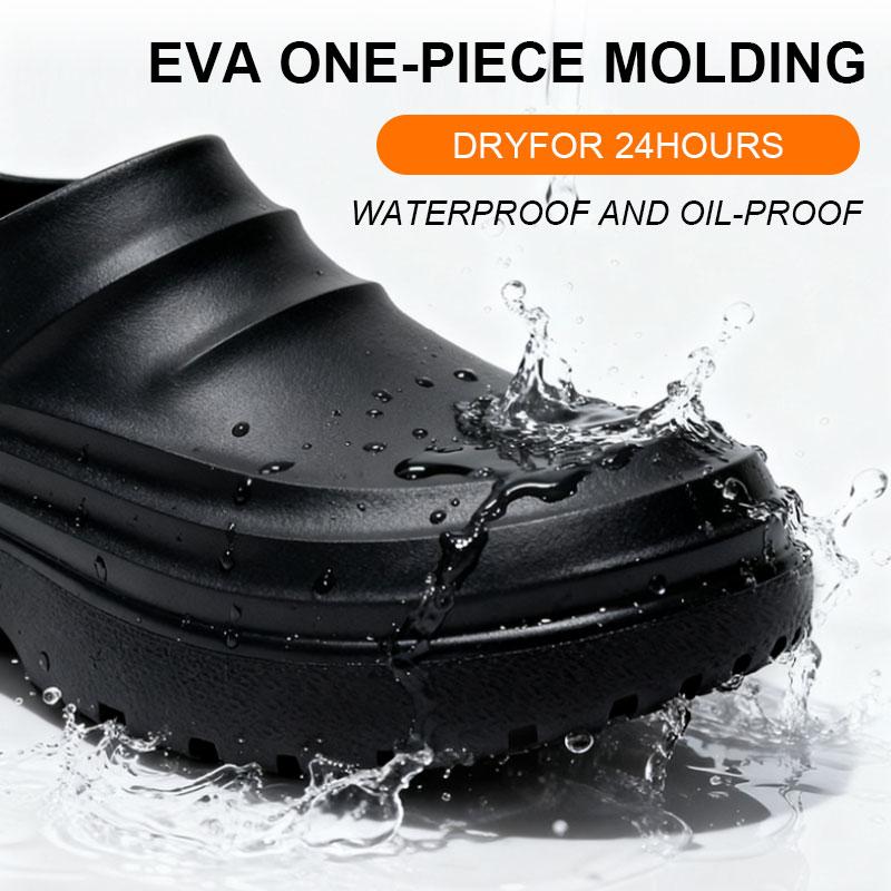 TEER Women's Work Shoes Pure Black EVA Lightweight Comfortable Waterproof  All Seasons Ideal for Long Stands clogs for men and women