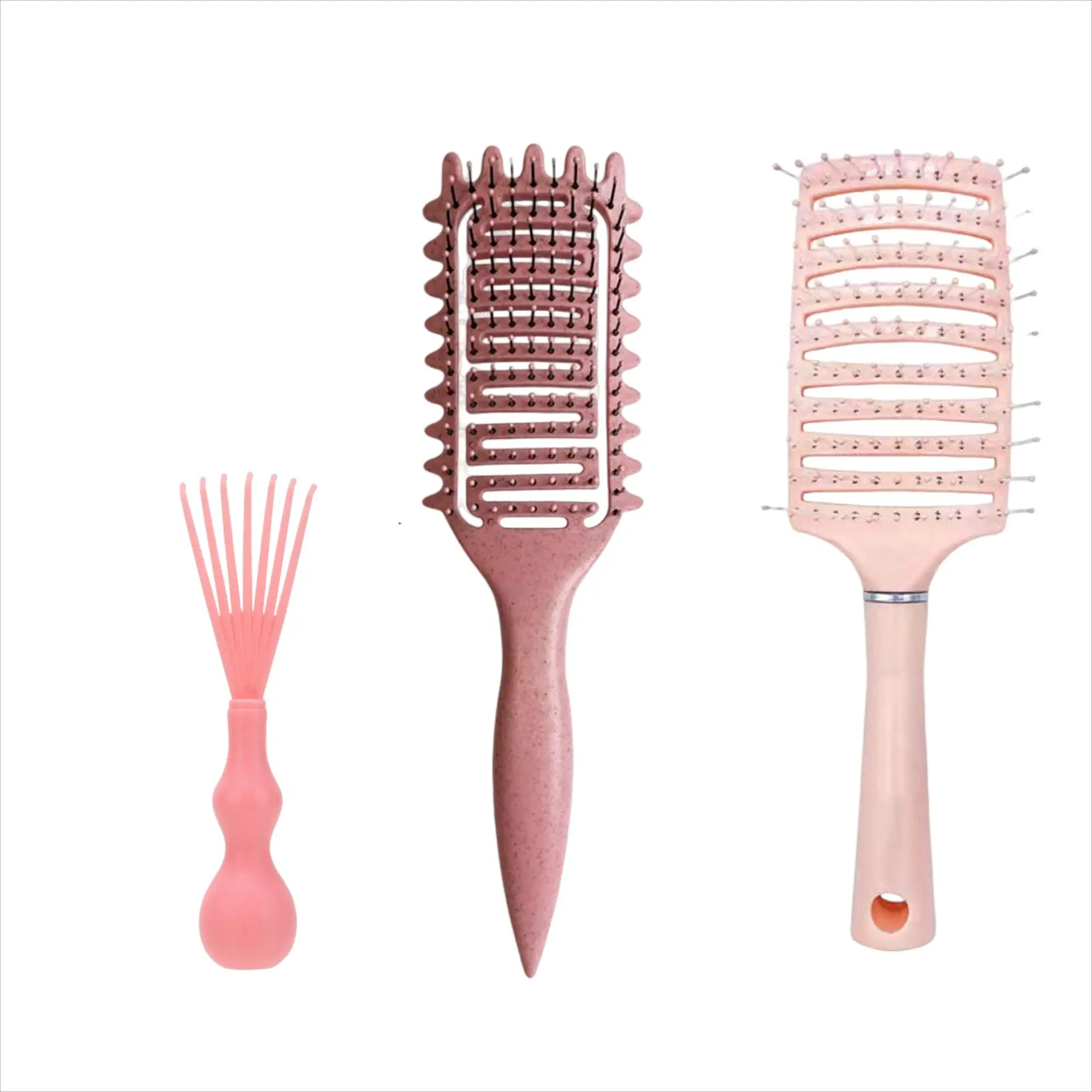 Professional Hair Styling Brush Set, 3 Counts/set Hollow Out Hair Brushes & Beard Combs, Multifunctional Hair Styling Tool for Women & Girls, Detangling Hairbrush