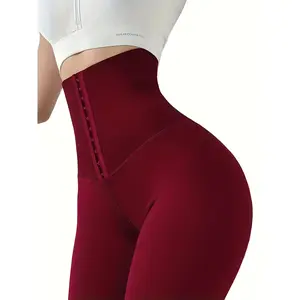 3pcs Women's Elegant High-Waisted Full-Length Tight Bodycon Pants Set with Front Zipper Closure - Heavy Duty Tummy Control, Butt Lift & Shaping Leggings, All-Season Workout & Casual Attire (Machine Washable, Multi-Color Options: Burgundy/Black/White/Navy