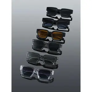 Men's 6-Pack Rectangular Frame Sunglasses - Classic Thick Frame, Simple Design Set, Trendy Shades for Street Photography, Outdoor Casual Activities, Men's Sunglasses