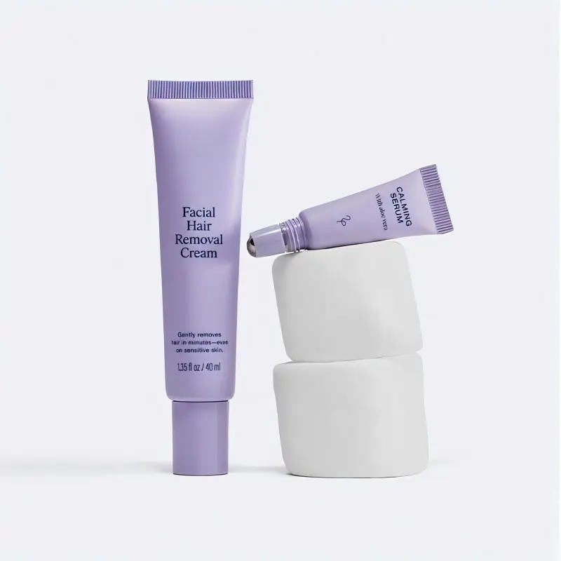 Facial Hair Removal Cream - 1.35 fl oz - Perfect with post-hair removal facial serum 2-pack, facial serum soothes skin - Gentle formula - Suitable for sensitive skin, gentle hair removal, gentle daily cleansing, unisex