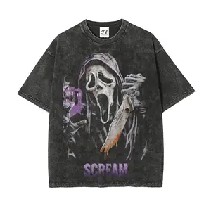 Scream Movie Interesting Careers Design Fun Profession S~5XL Oversize Unisex Washed T-Shirt for Women and Men's Unisex Fit Batik Cotton Oversize Streetwear Menswear  Super Soft Pre-Shrunk gift tee 2Q8