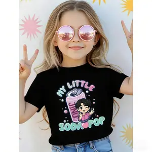 Girls' Kpop Hunter Graphic Tee - Short Sleeve, Soft Breathable Fabric, Trendy Youth Outfit, Funny Graphic Tees, Ideal Gift for Kids