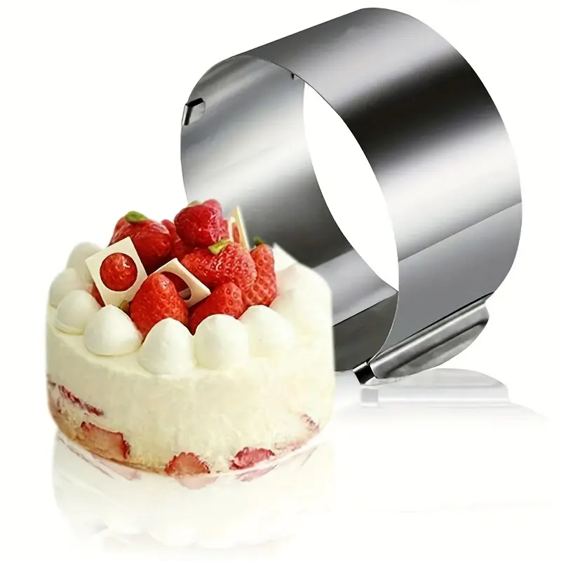 Adjustable Stainless Steel Cake Ring Mold, 6-12 Inch Round Baking Mould, Height 6cm, Stretchable, Flexible and Reusable, Perfect for Cakes and Desserts, Kitchen, Baking Tools, Baking Molds