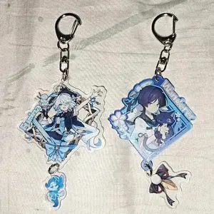 Game Genshin Impact Furina De Fontaine Wanderer Cosplay Keychain Cartoon Backpack Pendant Keyring Ornament Accessories